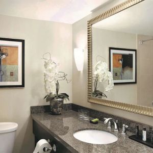 Guest bathroom at Embassy Suites By Hilton Denver Tech Center.
