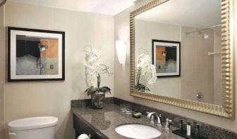 Guest bathroom at Embassy Suites By Hilton Denver Tech Center.