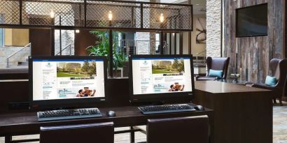 Business center at Embassy Suites By Hilton Denver Tech Center.