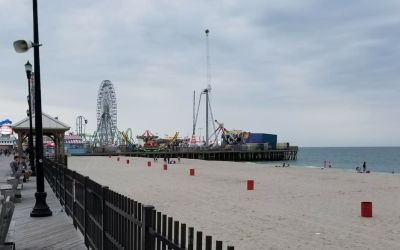Beach arcade and promenade nearby at Bay Breeze Motel.