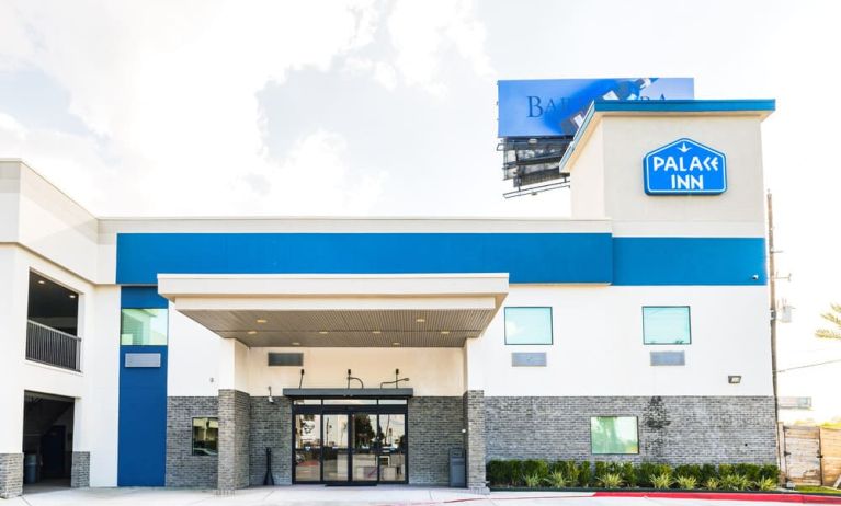 Hotel exterior at Palace Inn Blue IAH East.