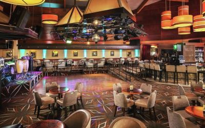 Hotel bar at DoubleTree By Hilton Ontario Airport.