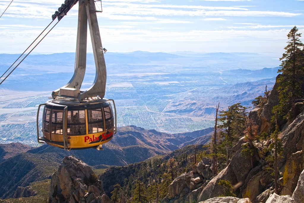 Shot of the Palm Springs Aerial Tramway providing an amazing view while lifting visitors to the San Jacinto Peak