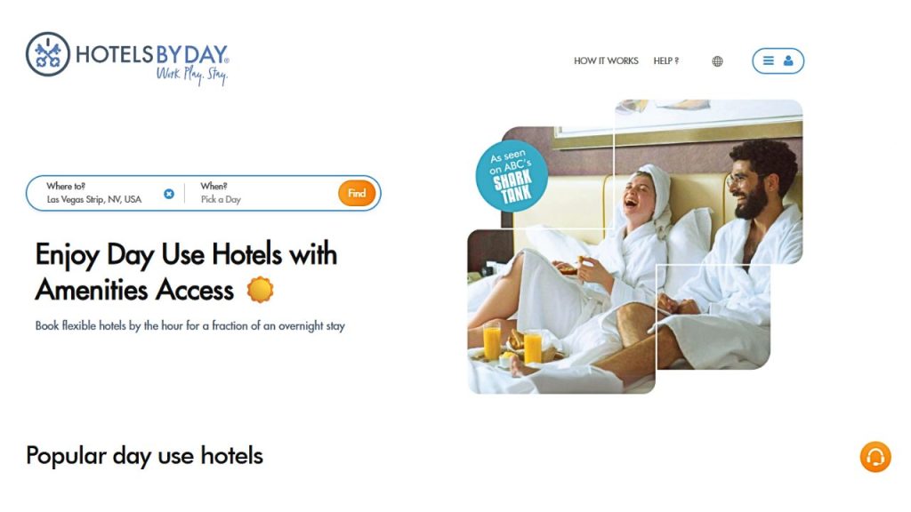 screenshot of hotelsbyday website homepage