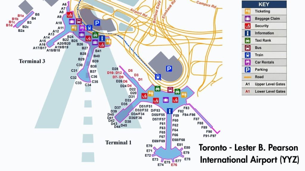 toronto airport yyz terminal map