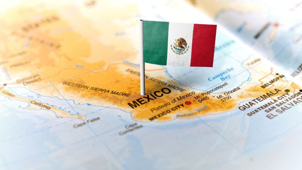 Planning a MEX Airport Layover: map of mexico with a pinned mexican flag