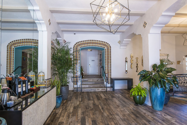 The lobby at El Cordova Hotel in San Diego
