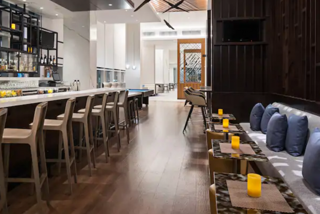 Bar and casual dining set up at Hyatt House, DC.