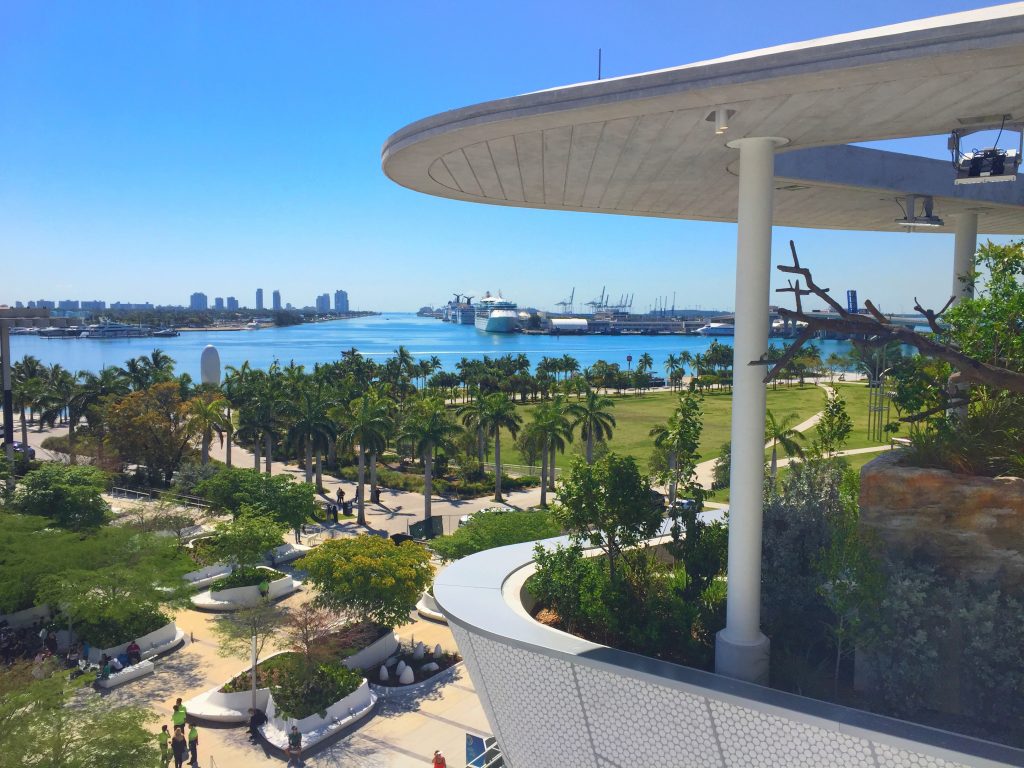 A look out from the Perez Art Museum Miami and Frost Science Museum